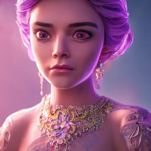 Image similar to portrait of wonderful princess of amethyst with fair skin, ornate 8 k gorgeous intricate detailed, accent lighting, dramatic light, octane render