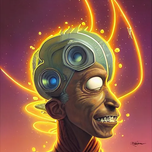 Image similar to lucky mohawk projector portrait by gaston bussierre and charles vess and james jean and erik jones and rhads, inspired by rick and morty, epic, funny, huge scale, beautiful fine face features, intricate high details, sharp, ultradetailed