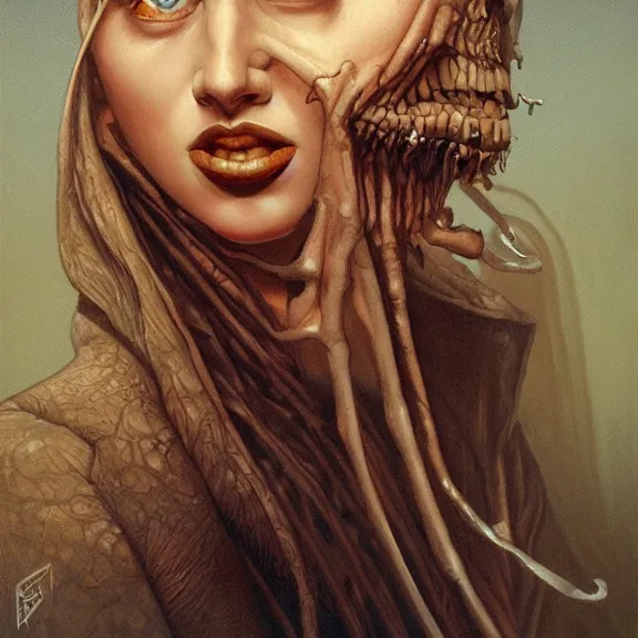 Image similar to a highly detailed portrait in the style of michael whelan and in the style of gerald brom.