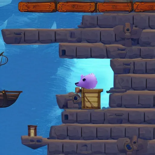 Image similar to hedgehog on a ship in seqa of thieves, epic