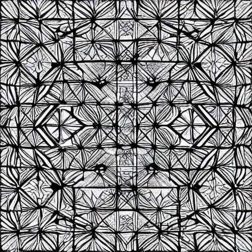 Image similar to intricately detailed pen and ink geometric generative doodle