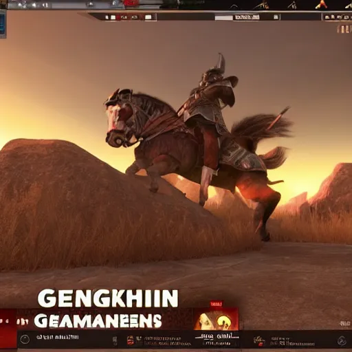 Image similar to genghis khan playing video games unreal engine 5