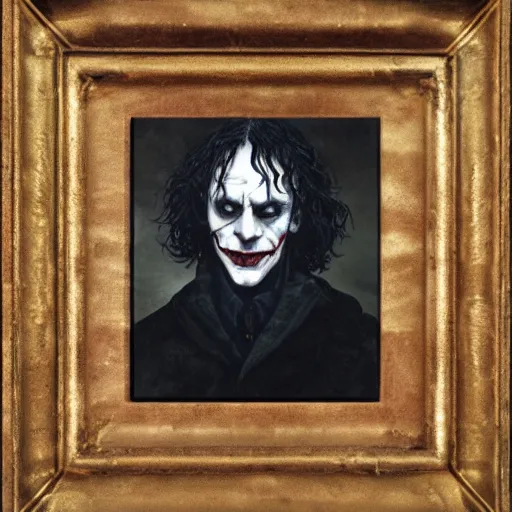 Prompt: Portrait of Harry Potter wither joker make up oil painting by Rembrandt van Rijn