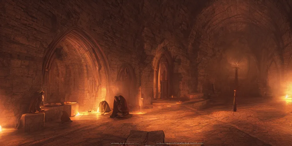 Prompt: dire monastery dangerous arcane arts lose soul, dramatic lighting, 8k resolution,