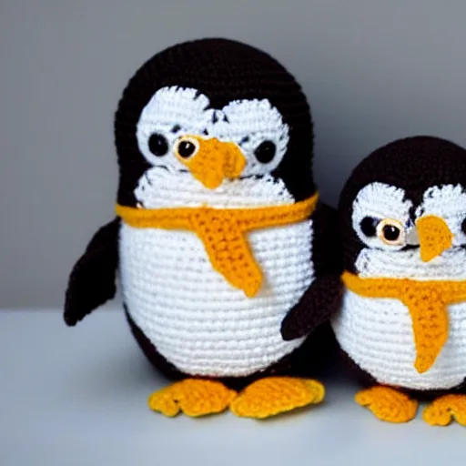 Image similar to crocheted penguins,