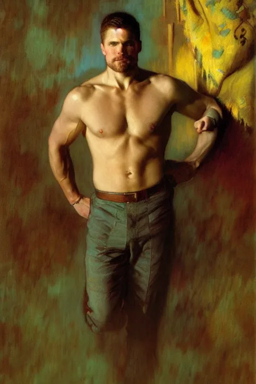 Image similar to stephen amell, painting by gaston bussiere, craig mullins, j. c. leyendecker, edgar degas