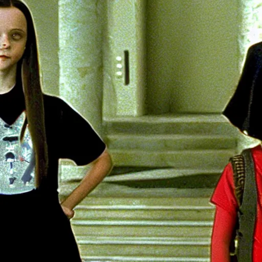 Prompt: A still of Wednesday Addams in Stargate SG-1 (1997)