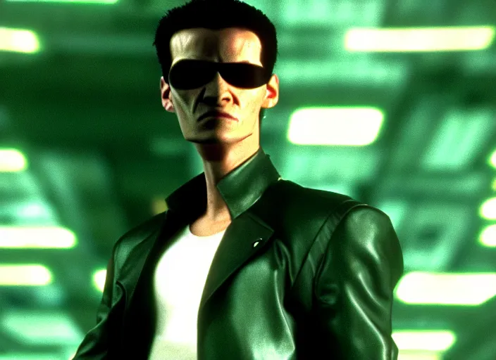 Image similar to neo as a furry fursona fursuit, the matrix, film still, high quality, hd, 4 k