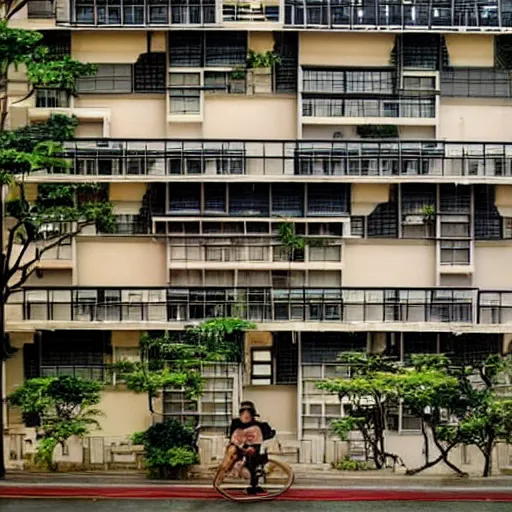 Image similar to a singaporean hdb flat, by satoshi kon