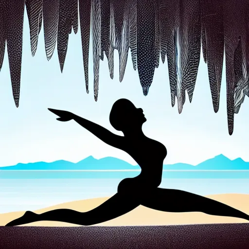 Prompt: orca whale practicing yoga with a black haired young woman, yoga retreat background, soft lighting, digital art