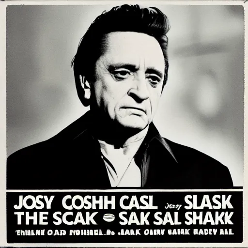 Prompt: album cover for Johnny Cash: The Snake Oil Tapes, lost album, snake oil sponsorship