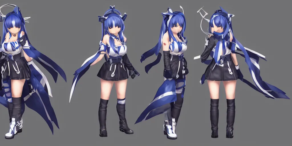 Image similar to character sheet of Atago (Azur lane) as a champion in the game wild rift, 3d render, trending on art station, unreal engine 5, 4K, highly detailed, realistic, volumetric