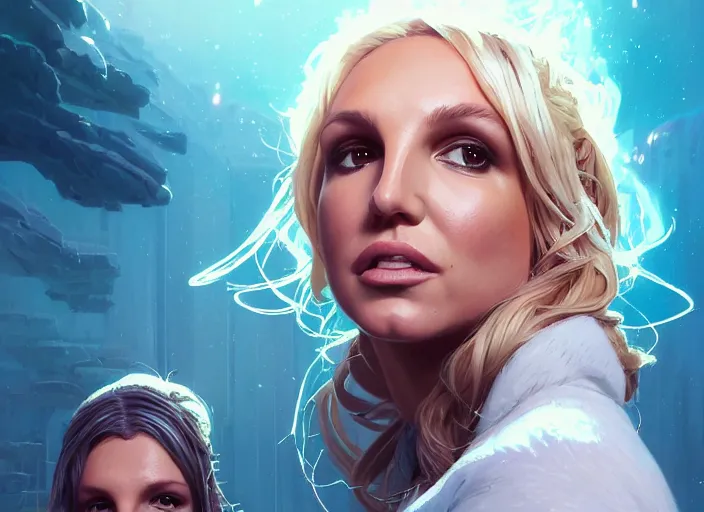 Prompt: highly detailed portrait of britney spears, thicc, stephen bliss, unreal engine, fantasy art by greg rutkowski, loish, rhads, ferdinand knab, makoto shinkai and lois van baarle, ilya kuvshinov, rossdraws, tom bagshaw, global illumination, radiant light, detailed and intricate environment