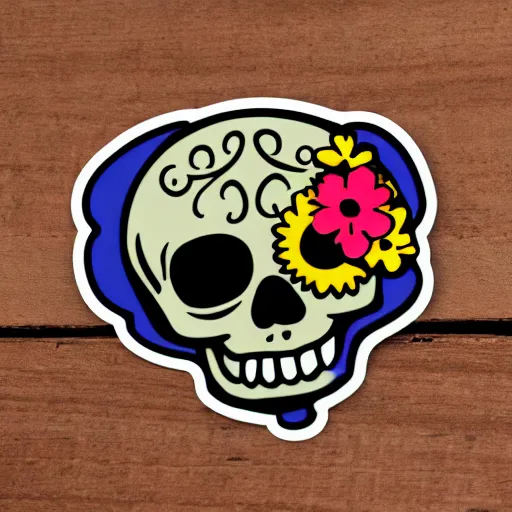 Image similar to cute flowers in a skull sticker