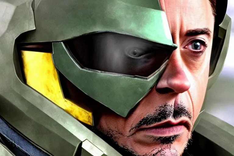 Image similar to robert downey jr as master chief