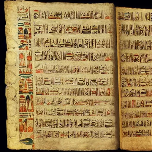 Image similar to ancient egyptian manuscript with pictures of airplanes