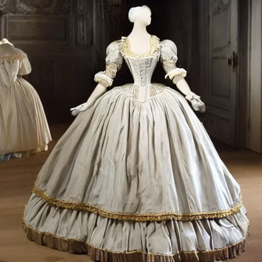 Prompt: dresses of the era of marie-antoinette made of plastic