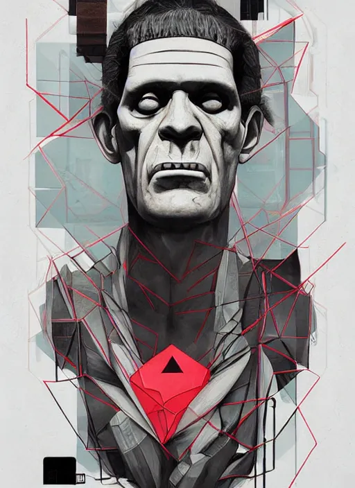 Prompt: symmetry!! portrait of frankenstein by sachin teng, organic, cables, black and white, matte painting, geometric shapes, hard edges! graffiti, street art