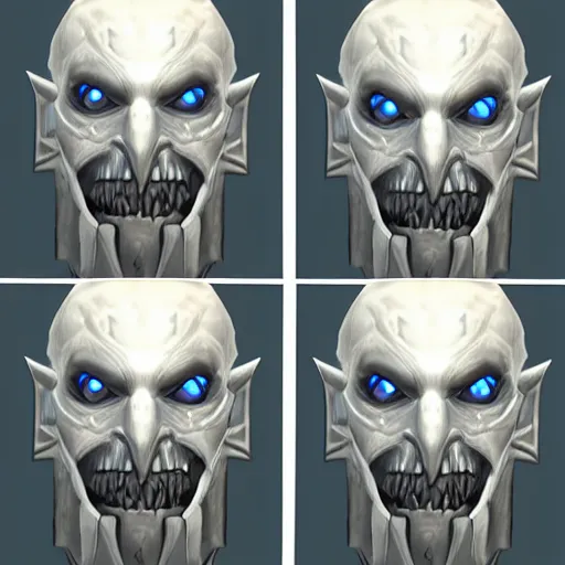 Image similar to world of warcraft lich king face close up with plastic surgery