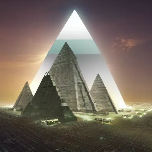 Prompt: Futuristic cyberpunk pyramids