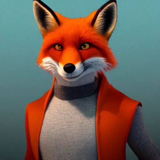 Prompt: [ red fox, in the style of pixar, character art, movie still