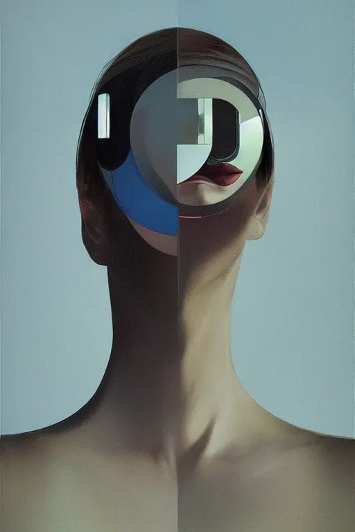 Image similar to woman wearing oculus and digital glitch head edward hopper and james gilleard, zdzislaw beksisnski, higly detailed