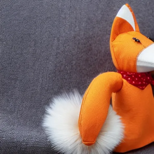 Image similar to a toy fox wearing a beautiful dress