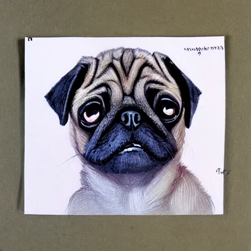 Image similar to A cute pug painted by Even Amundsen