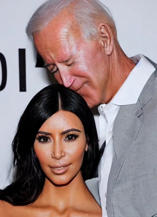 Image similar to film still of kim kardashian being kissed to sleep by joe biden, 8 k