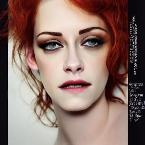 Image similar to portrait of christina hendricks and kristen stewart hybrid by mario testino, headshot, detailed, award winning, sony a 7 r