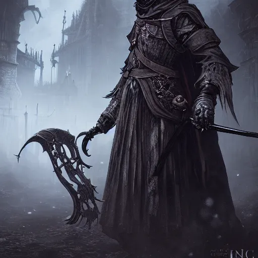 Prompt: bloodborne. Epic fantasy, 4k. realistic. Detailed. Digital painting. Sharp focus, illustration, Beautiful, gorgeous. Cinematic. Dramatic. High contrast. artstation. smooth.