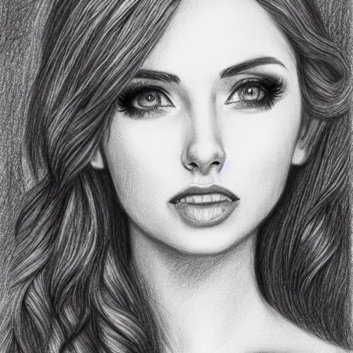 Prompt: amouranth pencil drawing, highly detailed