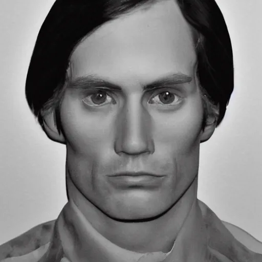 Prompt: A mugshot portrait of a man who looks like Jerma985 with medium length wavy hair, a combover and wearing late 1970s menswear in the late 1970s, taken in the late 1970s, grainy, realistic, hyperrealistic, very realistic, highly detailed, very detailed, extremely detailed, detailed, trending on artstation, front facing, front view, headshot and bodyshot, detailed face, very detailed face