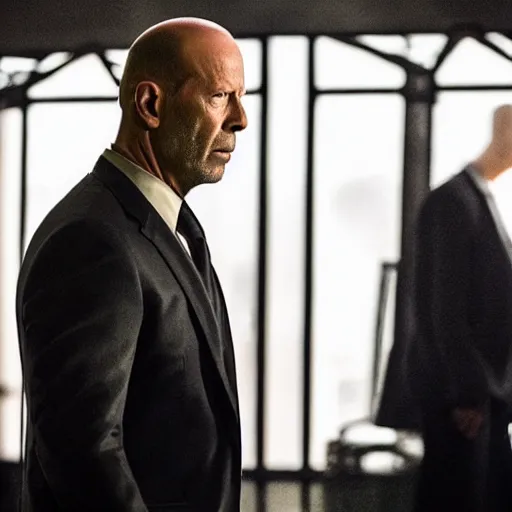 Prompt: bruce willis as john wick, movie, photography, cinematic,