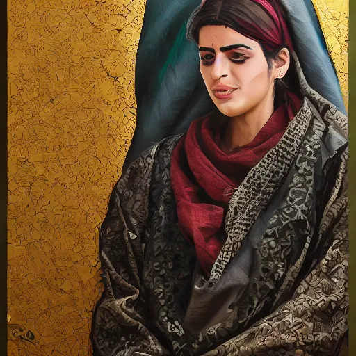 Image similar to Kurdish interpreter, award winning painting, incredibly detailed, extremely detailed, trending on artstation, hyperealistic, 8k hd