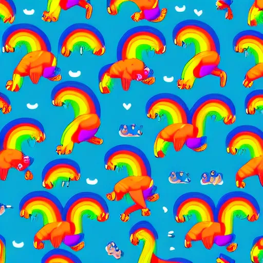 Image similar to ((((seamless pattern)))) of rainbow cats!!!!