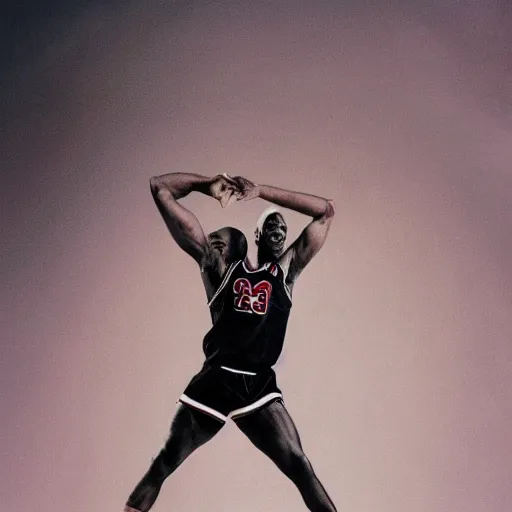 Image similar to michael jordan doing the splits, ballerina, portrait, high quality