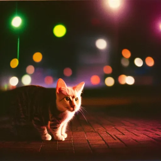 Image similar to Infinite exposure of a cat. Light Painting. Bokeh. Porta 800.