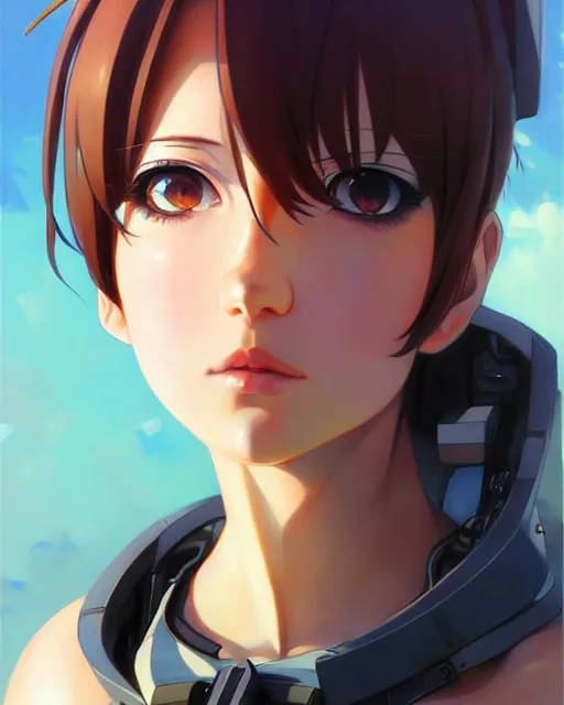 Prompt: portrait Anime Mecha pilot with her Eva cute-fine-face, pretty face, realistic shaded Perfect face, fine details. Anime. realistic shaded lighting by Ilya Kuvshinov Giuseppe Dangelico Pino and Michael Garmash and Rob Rey, IAMAG premiere