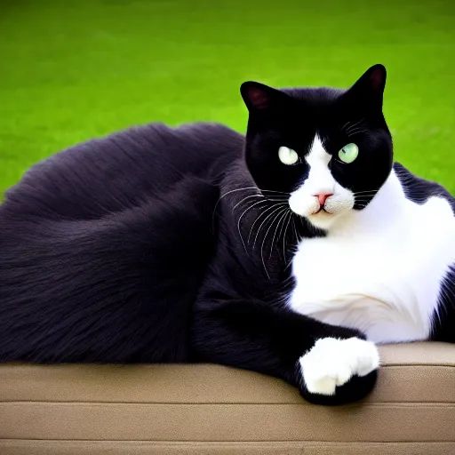 Image similar to the world's biggest cat, tuxedo cat fat, high definition, beautiful award winning photography, 8 k.