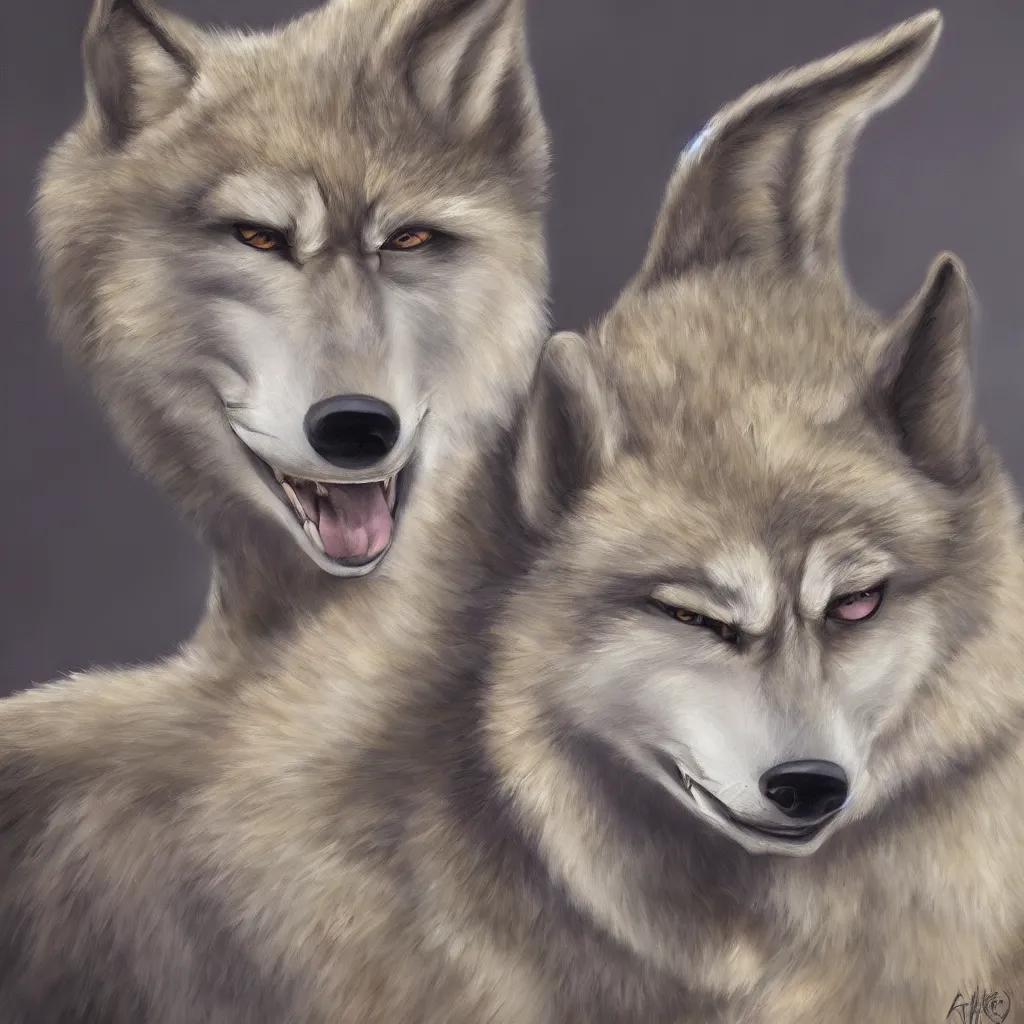 Image similar to oil painting of anthromorphic female wolf in style of zootopia female fursona furry furaffinity 4 k deviantart furry art fursona ar