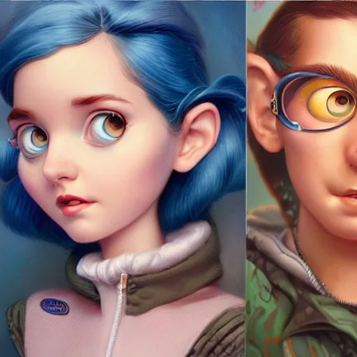 Image similar to Lofi portrait Pixar style by Stanley Artgerm and Joe Fenton and Tom Bagshaw