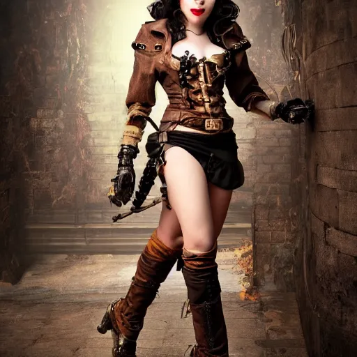 Prompt: full body photo beautiful steampunk rogue, highly detailed, 4k, HDR, award-winning photo