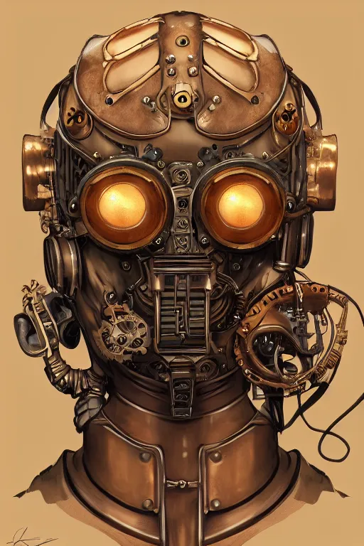 Image similar to steampunk helmet fantasy art mask robot ninja stylized digital illustration sharp focus, elegant intricate digital painting artstation concept art global illumination ray tracing advanced technology chaykin howard and campionpascale and cooke darwyn and davis jack