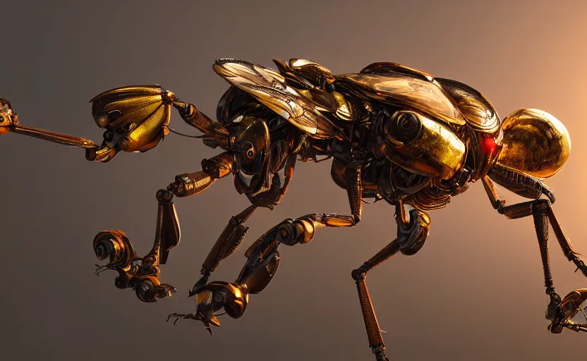 Image similar to insect robot, hyperdetailed, artstation, cgsociety, golden hour 8 k