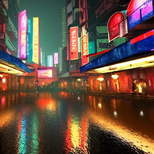 Image similar to cyberpunk city in India, rain, night, photorealistic