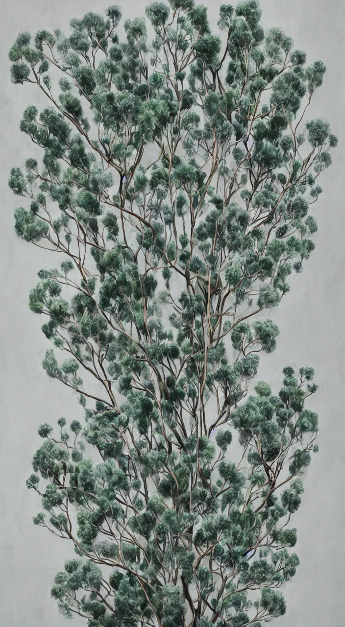 Prompt: a biomorphic ceramic still distilling eucalyptus into life, infrastructure, octane, unreal, idillic, brush painting