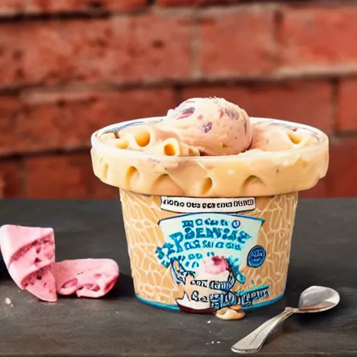 Prompt: pasta rose flavoured ben and jerry's ice cream