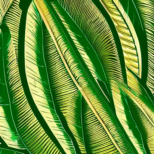 Prompt: gold emerald palm leaves vector. svg, 8 k ultra resolution