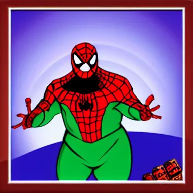 Prompt: profile picture of morbidly obese spiderman